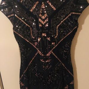 Express Geometric Sequin Party Dress